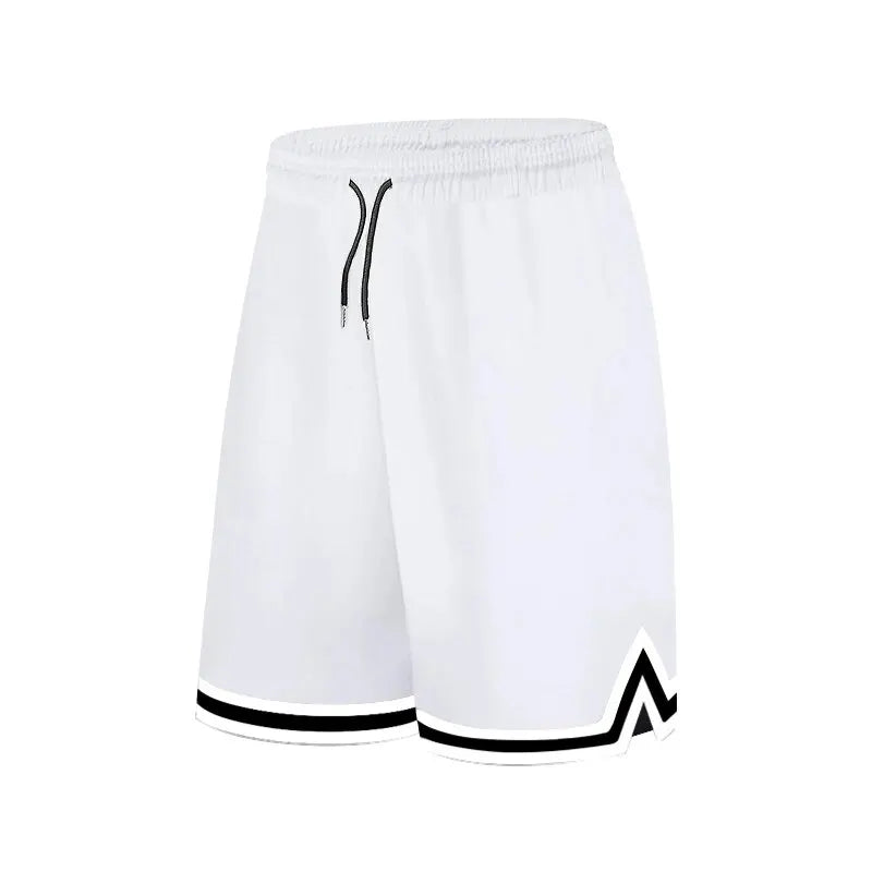 SONECHOKI Knee Length Basketball Shorts Men Striped Loose Running Sport Gym Mesh Breathable Fitness Training Workout Bottom Male
