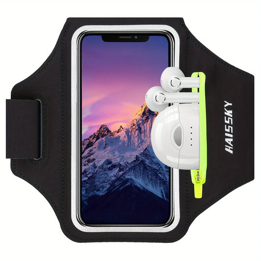 HAISSKY Running Sport Armbands For iPhone 17 16 15 14 13 Pro Max 15 Plus 16e 17 Air Samsung S25Ultra Zipper Pocket Arm Bag Pouch